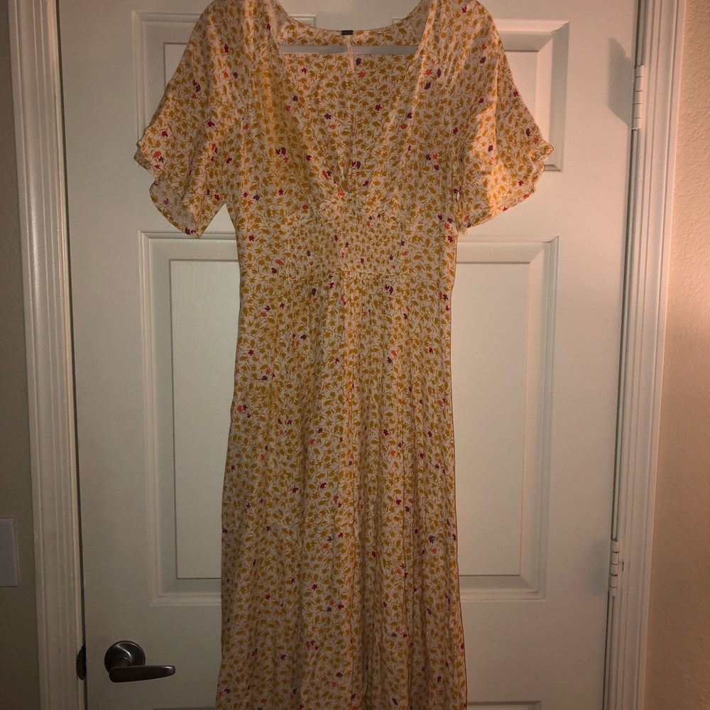 Free People Floral Yellow Midi Dress